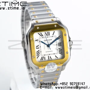 Cartier Santos de Cartier W2SA0007 35mm SS/YG BVF 1:1 Best Edition White Dial on SS/YG SmartLinks Bracelet MIYOTA 9015 V2 - Super Clone Watch | 1:1 Best Version