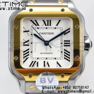 Cartier Santos de Cartier W2SA0007 35mm SS/YG BVF 1:1 Best Edition White Dial on SS/YG SmartLinks Bracelet MIYOTA 9015 V2 - Super Clone Watch | 1:1 Best Version