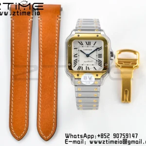 Cartier Santos de Cartier W2SA0007 35mm SS/YG BVF 1:1 Best Edition White Dial on SS/YG SmartLinks Bracelet MIYOTA 9015 V2 - Super Clone Watch | 1:1 Best Version