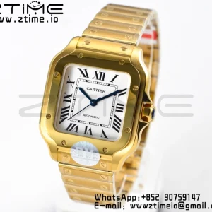 Cartier Santos de Cartier WGSA0010 35mm YG BVF 1:1 Best Edition Cadran alb pe YG SmartLinks Brățară MIYOTA 9015 V2 - Super Clone Watch | 1:1 Best Version