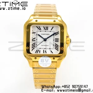 Cartier Santos de Cartier WGSA0010 35mm YG BVF 1:1 Best Edition Cadran alb pe YG SmartLinks Brățară MIYOTA 9015 V2 - Super Clone Watch | 1:1 Best Version