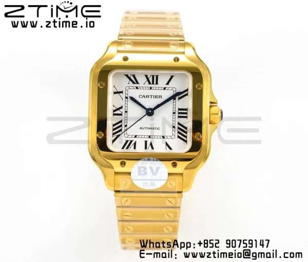Cartier Santos de Cartier WGSA0010 35mm YG BVF 1:1 Best Edition Cadran alb pe YG SmartLinks Brățară MIYOTA 9015 V2 - Super Clone Watch | 1:1 Best Version