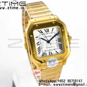 Cartier Santos de Cartier WGSA0010 35mm YG BVF 1:1 Best Edition Cadran alb pe YG SmartLinks Brățară MIYOTA 9015 V2 - Super Clone Watch | 1:1 Best Version