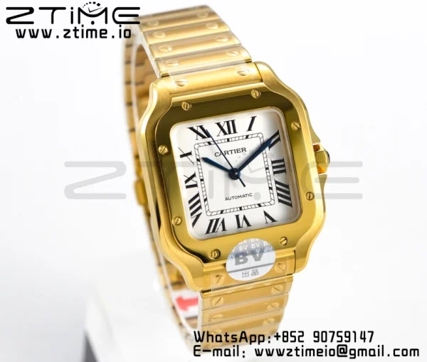 Cartier Santos de Cartier WGSA0010 35mm YG BVF 1:1 Best Edition Cadran alb pe YG SmartLinks Brățară MIYOTA 9015 V2 - Super Clone Watch | 1:1 Best Version