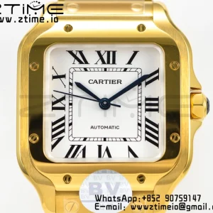 Cartier Santos de Cartier WGSA0010 35mm YG BVF 1:1 Best Edition Cadran alb pe YG SmartLinks Brățară MIYOTA 9015 V2 - Super Clone Watch | 1:1 Best Version