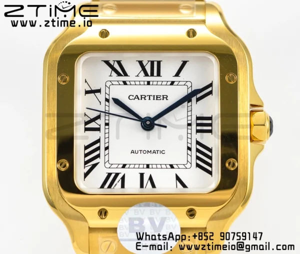 Cartier Santos de Cartier WGSA0010 35mm YG BVF 1:1 Best Edition Cadran alb pe YG SmartLinks Brățară MIYOTA 9015 V2 - Super Clone Watch | 1:1 Best Version