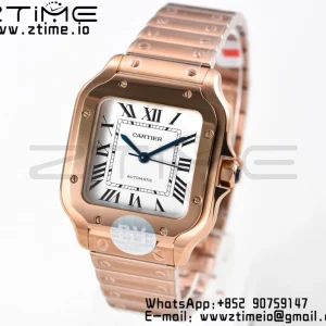 Cartier Santos de Cartier WGSA0008 35mm RG BVF 1:1 Best Edition White Dial on RG SmartLinks Bracelet MIYOTA 9015 V2 - Super Clone Watch | 1:1 Best Version