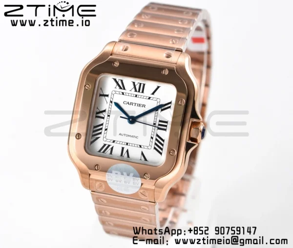 Cartier Santos de Cartier WGSA0008 35mm RG BVF 1:1 Best Edition White Dial on RG SmartLinks Bracelet MIYOTA 9015 V2 - Super Clone Watch | 1:1 Best Version