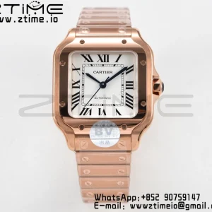 Cartier Santos de Cartier WGSA0008 35mm RG BVF 1:1 Best Edition White Dial on RG SmartLinks Bracelet MIYOTA 9015 V2 - Super Clone Watch | 1:1 Best Version