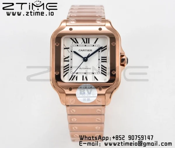 Cartier Santos de Cartier WGSA0008 35mm RG BVF 1:1 Best Edition White Dial on RG SmartLinks Bracelet MIYOTA 9015 V2 - Super Clone Watch | 1:1 Best Version