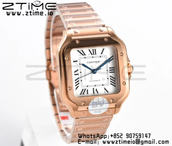 Cartier Santos de Cartier WGSA0008 35mm RG BVF 1:1 Best Edition White Dial on RG SmartLinks Bracelet MIYOTA 9015 V2 - Super Clone Watch | 1:1 Best Version