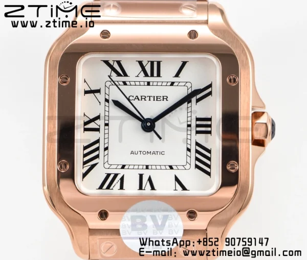 Cartier Santos de Cartier WGSA0008 35mm RG BVF 1:1 Best Edition White Dial on RG SmartLinks Bracelet MIYOTA 9015 V2 - Super Clone Watch | 1:1 Best Version