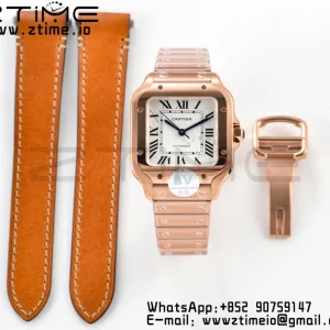 Cartier Santos de Cartier WGSA0008 35mm RG BVF 1:1 Best Edition White Dial on RG SmartLinks Bracelet MIYOTA 9015 V2 - Super Clone Watch | 1:1 Best Version