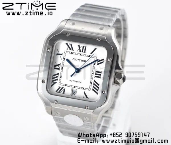 Cartier Santos de Cartier WSSA0009 40mm SS BVF 1:1 Best Edition White Dial on SS SmartLinks Bracelet MIYOTA 9015 V2 - Super Clone Watch | 1:1 Best Version