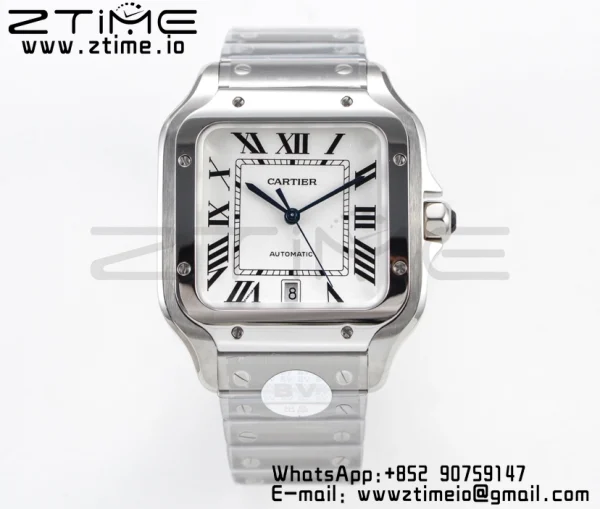 Cartier Santos de Cartier WSSA0009 40mm SS BVF 1:1 Best Edition White Dial on SS SmartLinks Bracelet MIYOTA 9015 V2 - Super Clone Watch | 1:1 Best Version