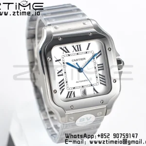 Cartier Santos de Cartier WSSA0009 40mm SS BVF 1:1 Best Edition White Dial on SS SmartLinks Bracelet MIYOTA 9015 V2 - Super Clone Watch | 1:1 Best Version