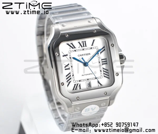 Cartier Santos de Cartier WSSA0009 40mm SS BVF 1:1 Best Edition White Dial on SS SmartLinks Bracelet MIYOTA 9015 V2 - Super Clone Watch | 1:1 Best Version