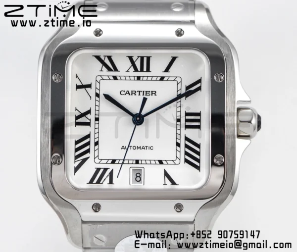 Cartier Santos de Cartier WSSA0009 40mm SS BVF 1:1 Best Edition White Dial on SS SmartLinks Bracelet MIYOTA 9015 V2 - Super Clone Watch | 1:1 Best Version