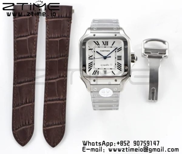 Cartier Santos de Cartier WSSA0009 40mm SS BVF 1:1 Best Edition White Dial on SS SmartLinks Bracelet MIYOTA 9015 V2 - Super Clone Watch | 1:1 Best Version