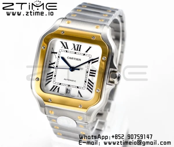 Cartier Santos de Cartier W2SA0006 40mm SS/YG 2018 BVF 1:1 Best Edition White Dial on SS/YG SmartLinks Bracelet MIYOTA 9015 V2 - Super Clone Watch | 1:1 Best Version