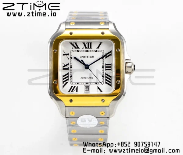 Cartier Santos de Cartier W2SA0006 40mm SS/YG 2018 BVF 1:1 Best Edition White Dial on SS/YG SmartLinks Bracelet MIYOTA 9015 V2 - Super Clone Watch | 1:1 Best Version