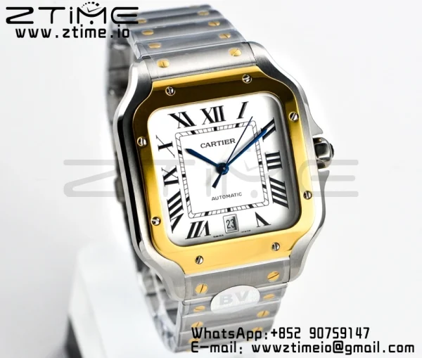 Cartier Santos de Cartier W2SA0006 40mm SS/YG 2018 BVF 1:1 Best Edition White Dial on SS/YG SmartLinks Bracelet MIYOTA 9015 V2 - Super Clone Watch | 1:1 Best Version