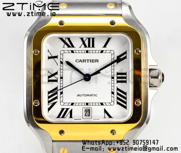 Cartier Santos de Cartier W2SA0006 40mm SS/YG 2018 BVF 1:1 Best Edition White Dial on SS/YG SmartLinks Bracelet MIYOTA 9015 V2 - Super Clone Watch | 1:1 Best Version