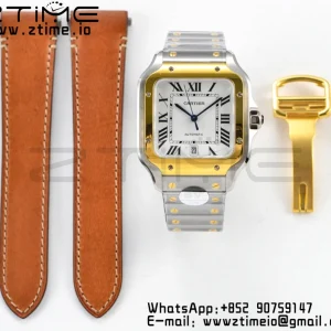 Cartier Santos de Cartier W2SA0006 40mm SS/YG 2018 BVF 1:1 Best Edition White Dial on SS/YG SmartLinks Bracelet MIYOTA 9015 V2 - Super Clone Watch | 1:1 Best Version