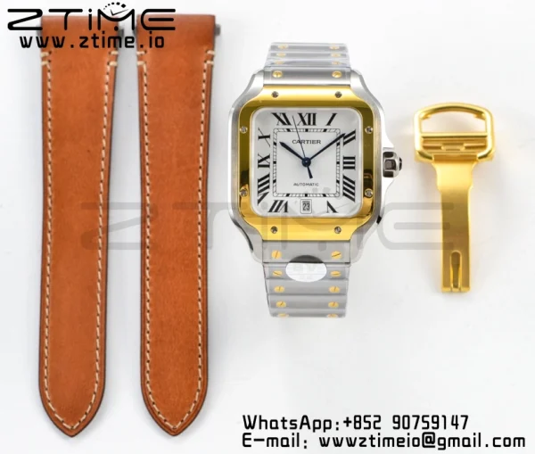 Cartier Santos de Cartier W2SA0006 40mm SS/YG 2018 BVF 1:1 Best Edition White Dial on SS/YG SmartLinks Bracelet MIYOTA 9015 V2 - Super Clone Watch | 1:1 Best Version