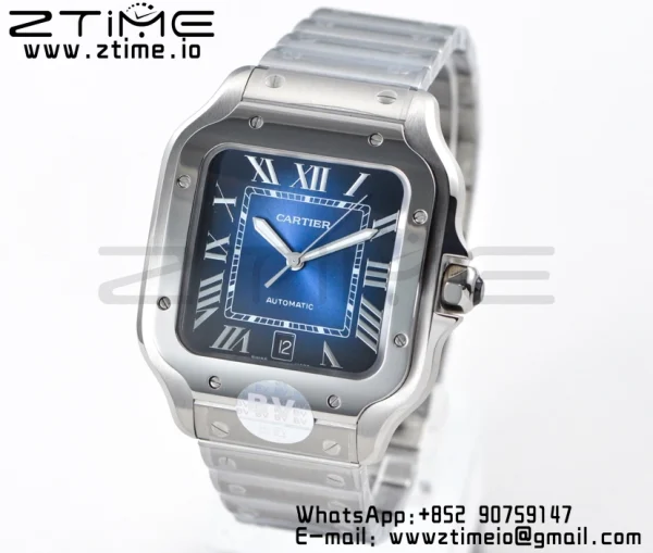 Cartier Santos de Cartier WSSA0013 40mm SS BVF 1:1 Best Edition Blue Dial on SS SmartLinks Bracelet MIYOTA 9015 V2 - Super Clone Watch | 1:1 Best Version