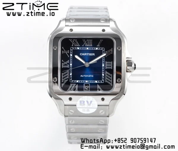 Cartier Santos de Cartier WSSA0013 40mm SS BVF 1:1 Best Edition Blue Dial on SS SmartLinks Bracelet MIYOTA 9015 V2 - Super Clone Watch | 1:1 Best Version