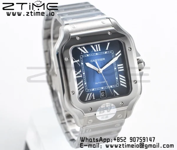 Cartier Santos de Cartier WSSA0013 40mm SS BVF 1:1 Best Edition Blue Dial on SS SmartLinks Bracelet MIYOTA 9015 V2 - Super Clone Watch | 1:1 Best Version