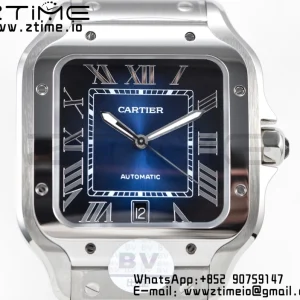 Cartier Santos de Cartier WSSA0013 40mm SS BVF 1:1 Best Edition Blue Dial on SS SmartLinks Bracelet MIYOTA 9015 V2 - Super Clone Watch | 1:1 Best Version