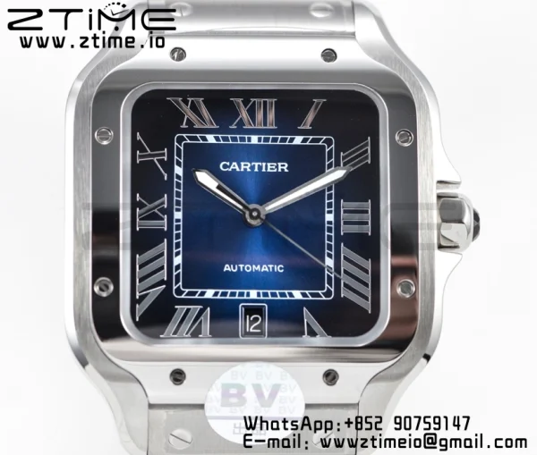 Cartier Santos de Cartier WSSA0013 40mm SS BVF 1:1 Best Edition Blue Dial on SS SmartLinks Bracelet MIYOTA 9015 V2 - Super Clone Watch | 1:1 Best Version