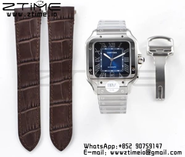 Cartier Santos de Cartier WSSA0013 40mm SS BVF 1:1 Best Edition Blue Dial on SS SmartLinks Bracelet MIYOTA 9015 V2 - Super Clone Watch | 1:1 Best Version