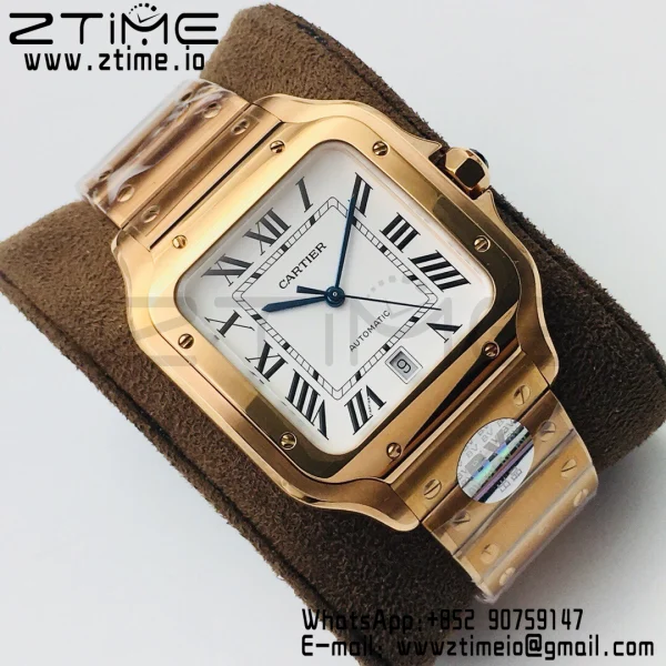 Cartier Santos de Cartier WGSA0007 40mm RG BVF 1:1 Best Edition White Dial on RG SmartLinks Bracelet MIYOTA 9015 V2 - Super Clone Watch | 1:1 Best Version