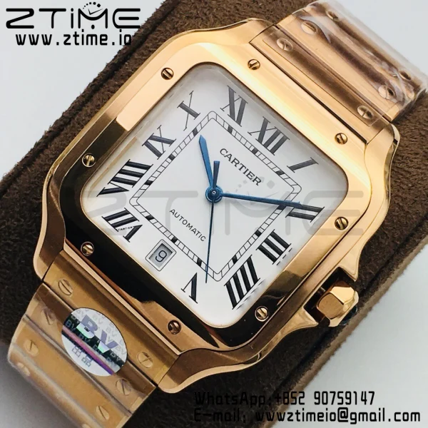Cartier Santos de Cartier WGSA0007 40mm RG BVF 1:1 Best Edition White Dial on RG SmartLinks Bracelet MIYOTA 9015 V2 - Super Clone Watch | 1:1 Best Version