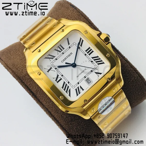 Cartier Santos de Cartier WGSA0009 40mm YG BVF 1:1 Best Edition White Dial on YG SmartLinks Bracelet MIYOTA 9015 V2 - Super Clone Watch | 1:1 Best Version