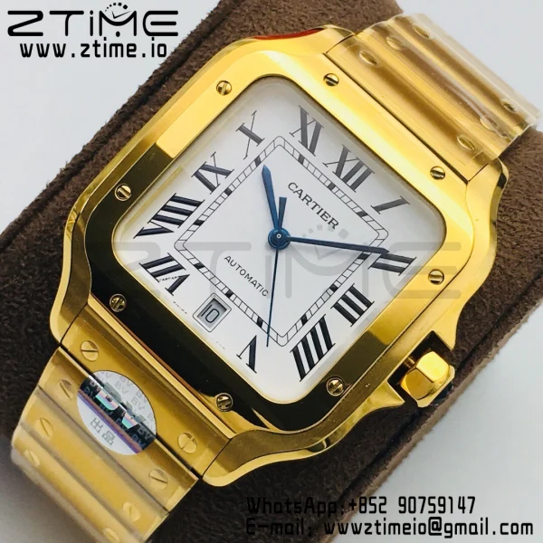 Cartier Santos de Cartier WGSA0009 40mm YG BVF 1:1 Best Edition White Dial on YG SmartLinks Bracelet MIYOTA 9015 V2 - Super Clone Watch | 1:1 Best Version