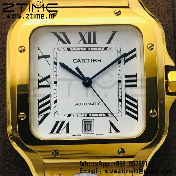 Cartier Santos de Cartier WGSA0009 40mm YG BVF 1:1 Best Edition White Dial on YG SmartLinks Bracelet MIYOTA 9015 V2 - Super Clone Watch | 1:1 Best Version