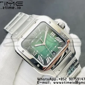Cartier Santos de Cartier WSSA0062 40mm BVF 1:1 Best Edition Green Dial on SS SmartLinks Bracelet MIYOTA 9015 V2 - Super Clone Watch | 1:1 Best Version