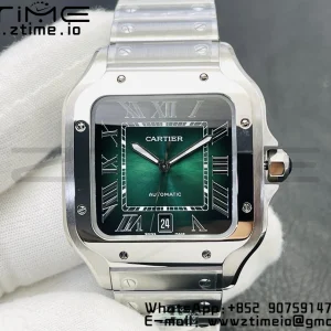 Cartier Santos de Cartier WSSA0062 40mm BVF 1:1 Best Edition Green Dial on SS SmartLinks Bracelet MIYOTA 9015 V2 - Super Clone Watch | 1:1 Best Version