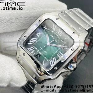 Cartier Santos de Cartier WSSA0062 40mm BVF 1:1 Best Edition Green Dial on SS SmartLinks Bracelet MIYOTA 9015 V2 - Super Clone Watch | 1:1 Best Version