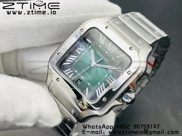 Cartier Santos de Cartier WSSA0062 40mm BVF 1:1 Best Edition Green Dial on SS SmartLinks Bracelet MIYOTA 9015 V2 - Super Clone Watch | 1:1 Best Version