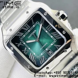Cartier Santos de Cartier WSSA0062 40mm BVF 1:1 Best Edition Green Dial on SS SmartLinks Bracelet MIYOTA 9015 V2 - Super Clone Watch | 1:1 Best Version