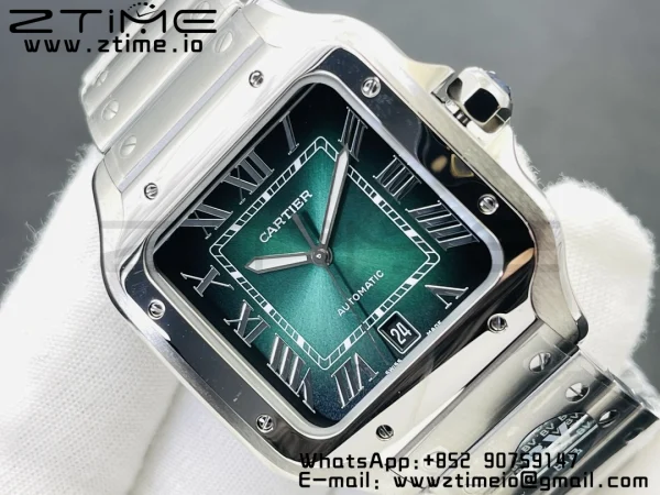 Cartier Santos de Cartier WSSA0062 40mm BVF 1:1 Best Edition Green Dial on SS SmartLinks Bracelet MIYOTA 9015 V2 - Super Clone Watch | 1:1 Best Version