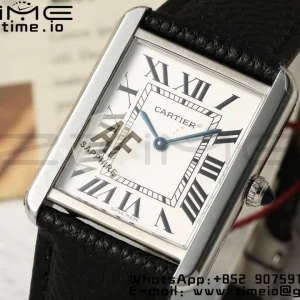 Cartier Tank Must SS 22mm WSTA0041 AF 1:1 Best Edition White Dial on Black Leather Strap Jap Quartz - Super Clone Watch | 1:1 Best Version