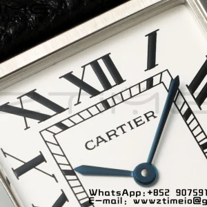 Cartier Tank Must SS 22mm WSTA0041 AF 1:1 Best Edition White Dial on Black Leather Strap Jap Quartz - Super Clone Watch | 1:1 Best Version