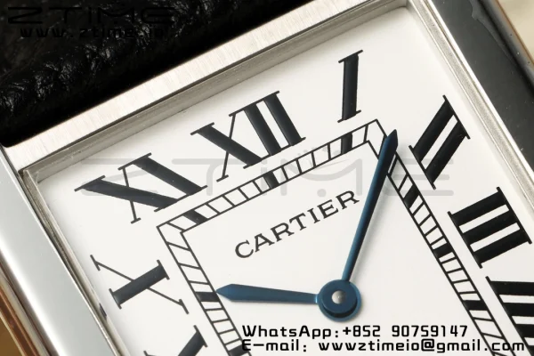 Cartier Tank Must SS 22mm WSTA0041 AF 1:1 Best Edition White Dial on Black Leather Strap Jap Quartz - Super Clone Watch | 1:1 Best Version