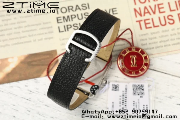 Cartier Tank Must SS 22mm WSTA0041 AF 1:1 Best Edition White Dial on Black Leather Strap Jap Quartz - Super Clone Watch | 1:1 Best Version